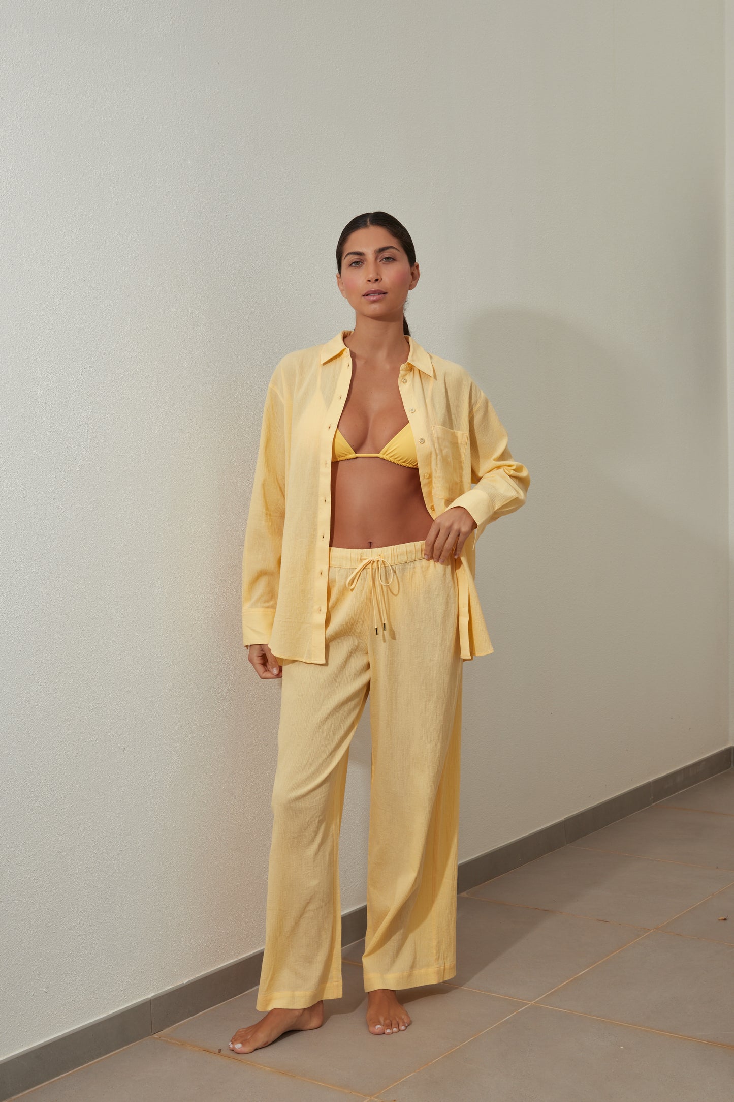 Summer Yellow Drawstring Trouser