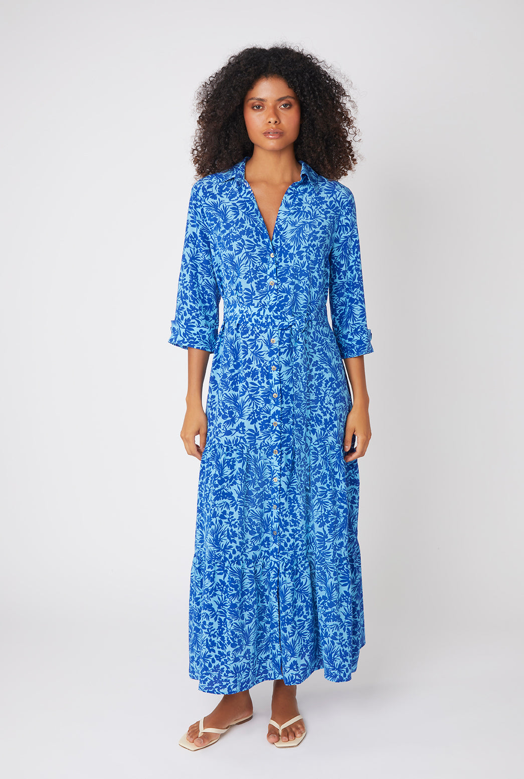 La Marquet Silk Maxi Shirt Dress