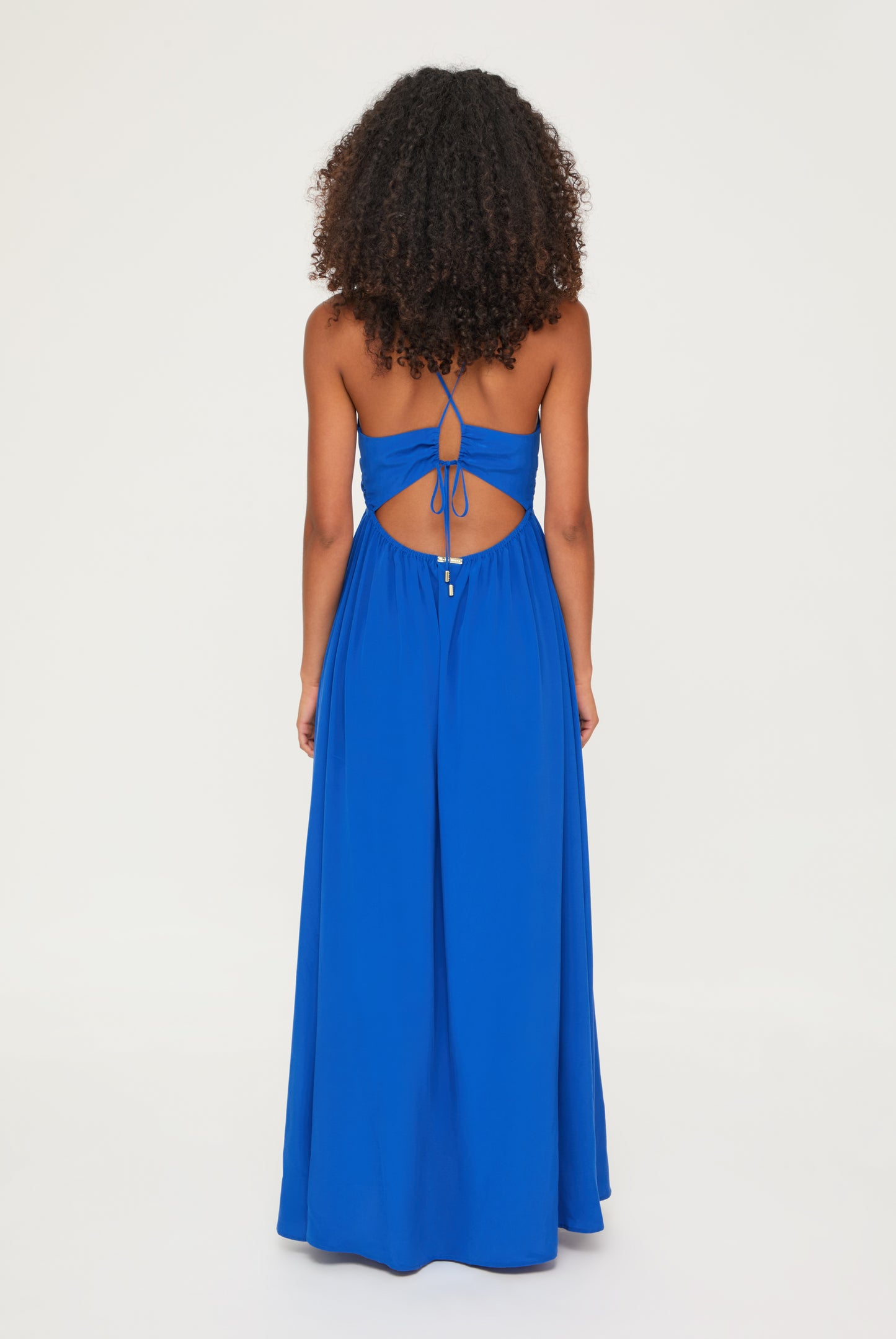 Beau Soleil Silk Cross Back Maxi Dress