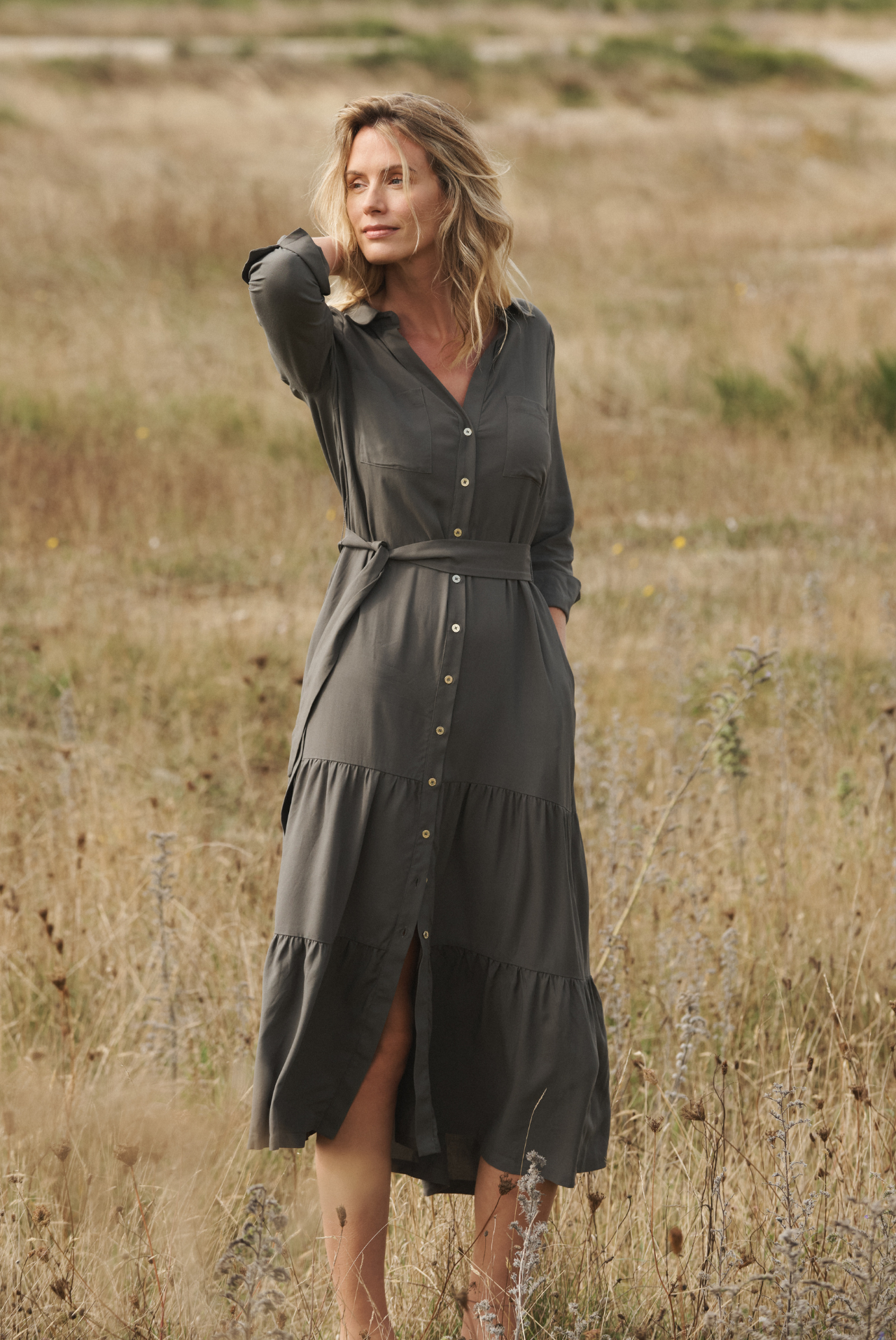 Olive Maxi Shirt Dress – Heidi Klein - Main Image