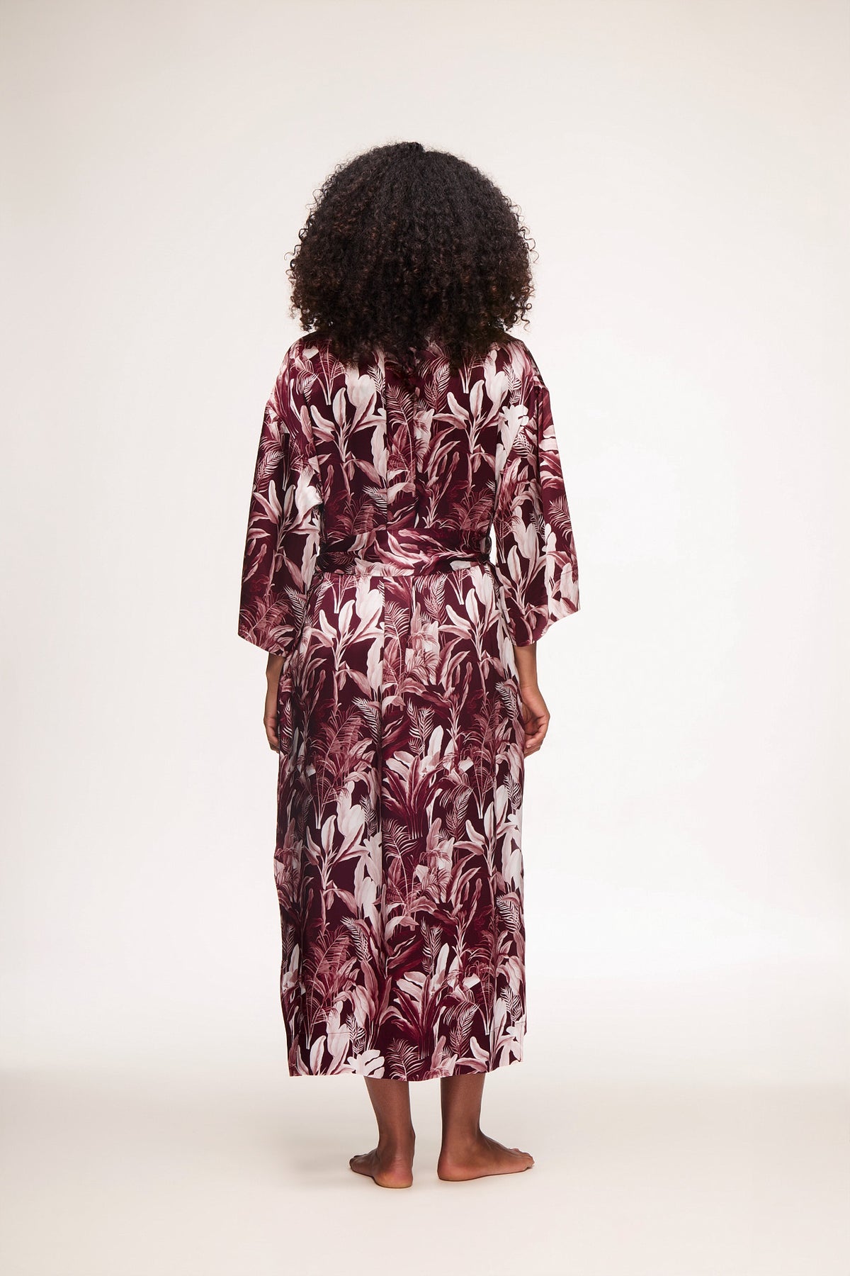 Naples Palm Print Silk Robe