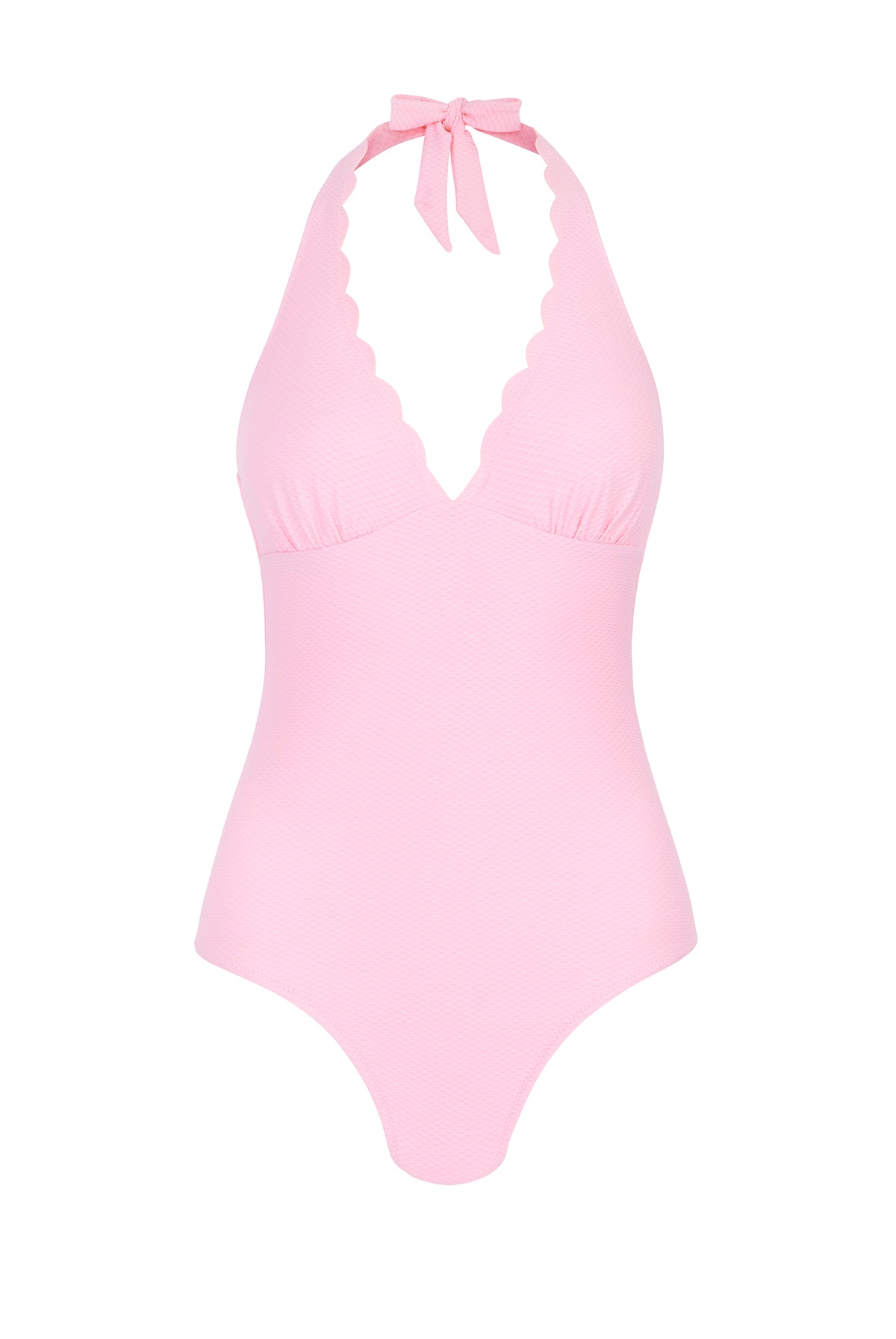 Pink Scallop Halterneck Swimsuit