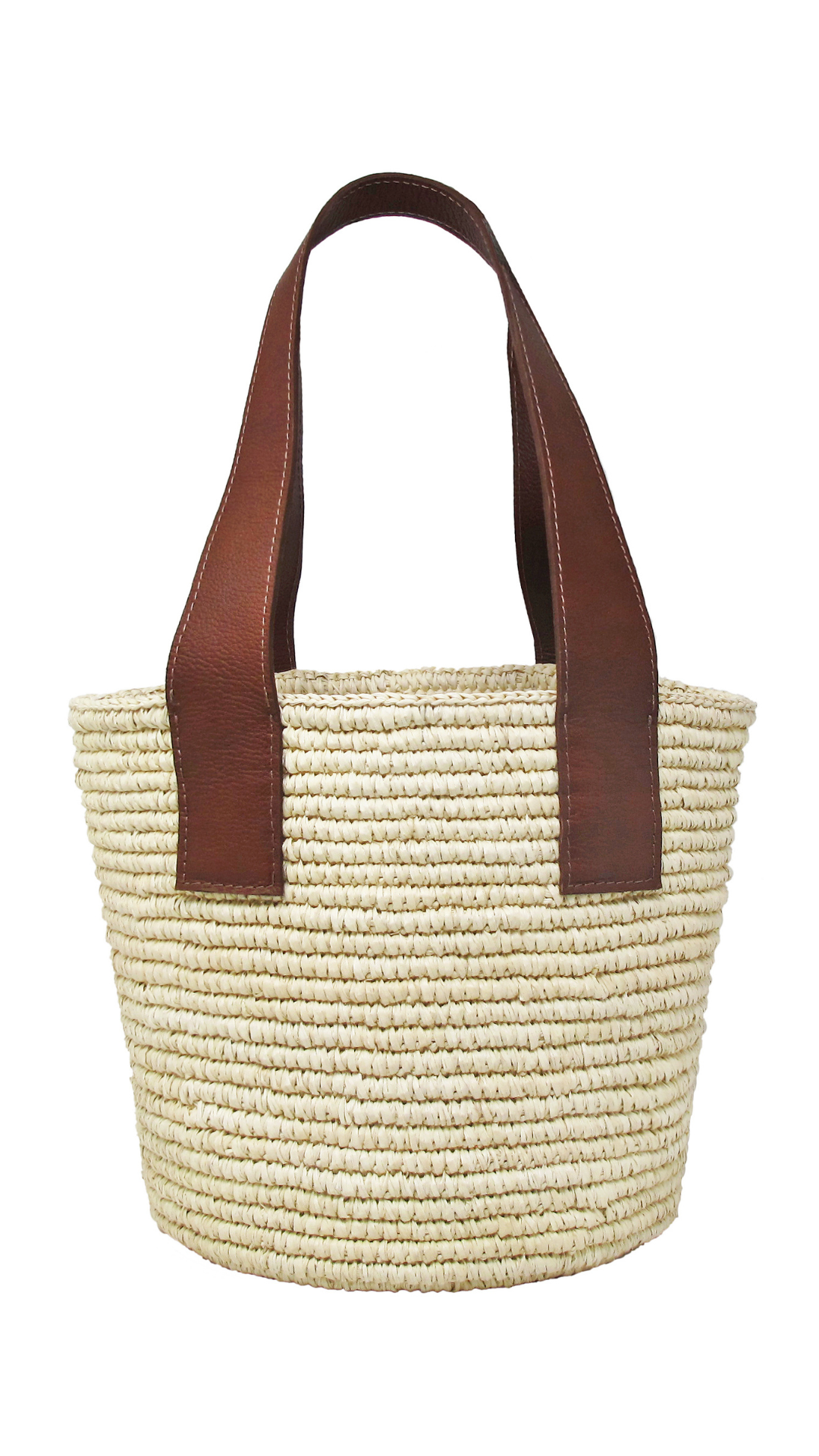 Sensi Studio Natural Medium Straw Tote With Leather Handle
