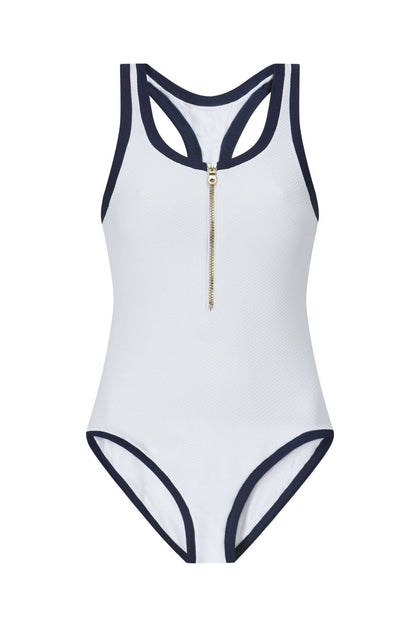 Heidi Klein - UK Store - White & Navy Racerback Swimsuit