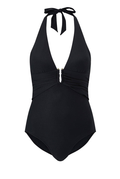 Heidi Klein - UK Store - Black U-Bar Halterneck Swimsuit