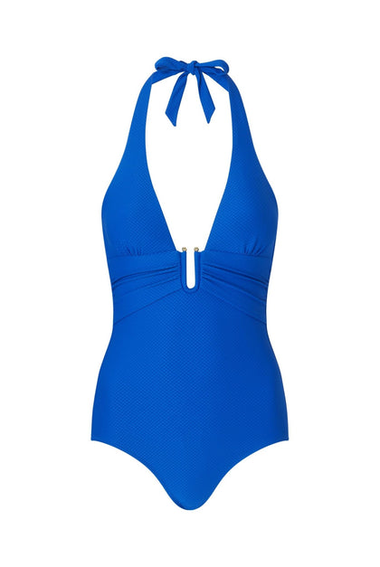 Heidi Klein - UK Store - Electric Blue U-Bar Halterneck Swimsuit