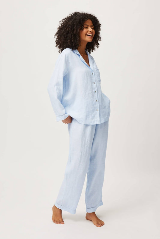 Harlyn Bay Long Sleeve Top and Trousers Set in Blue - Heidi Klein - UK Store