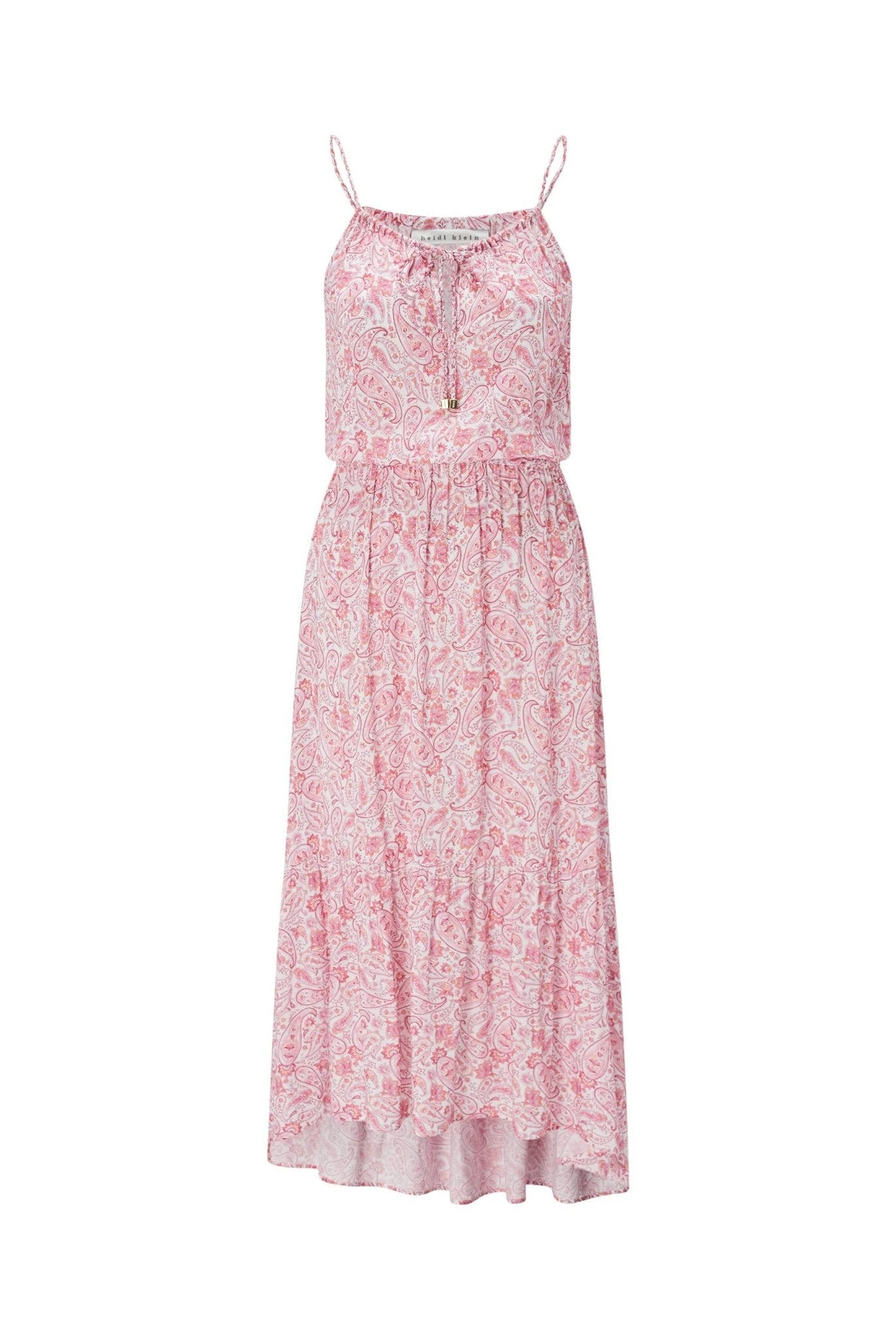 Muskmelon Bay Tie-Front Frill Midi Dress In Pink - Heidi Klein - UK Store