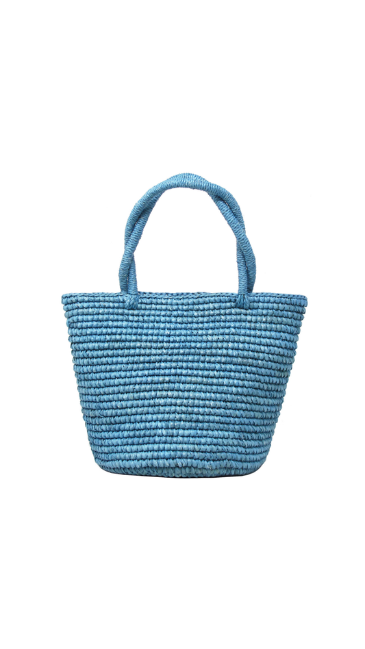 Sensi Studio Turquoise Baby Woven Straw Tote