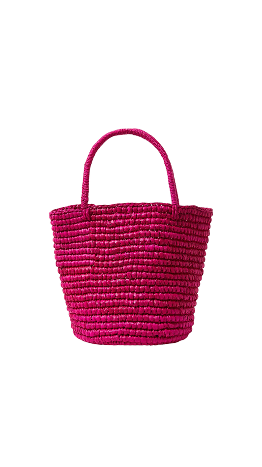 Sensi Studio Fuchsia Baby Woven Straw Tote Bag