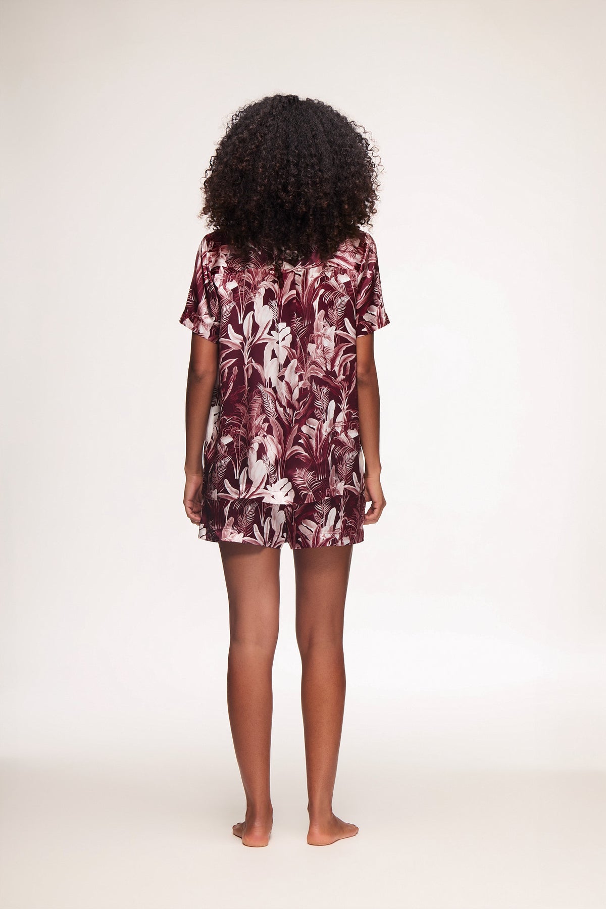 Lucca Palm Print Silk Short Sleeve Shirt & Shorts