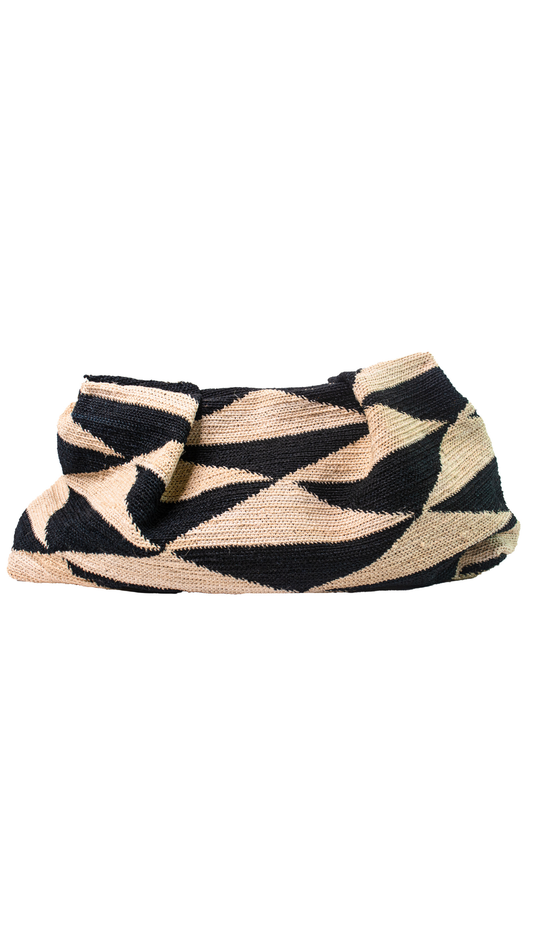 Sensi Studio Natural & Black Geometric Sisal Mini Pouch