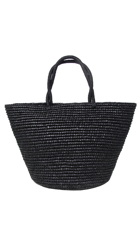 Sensi Studio Black Maxi Woven Straw Tote