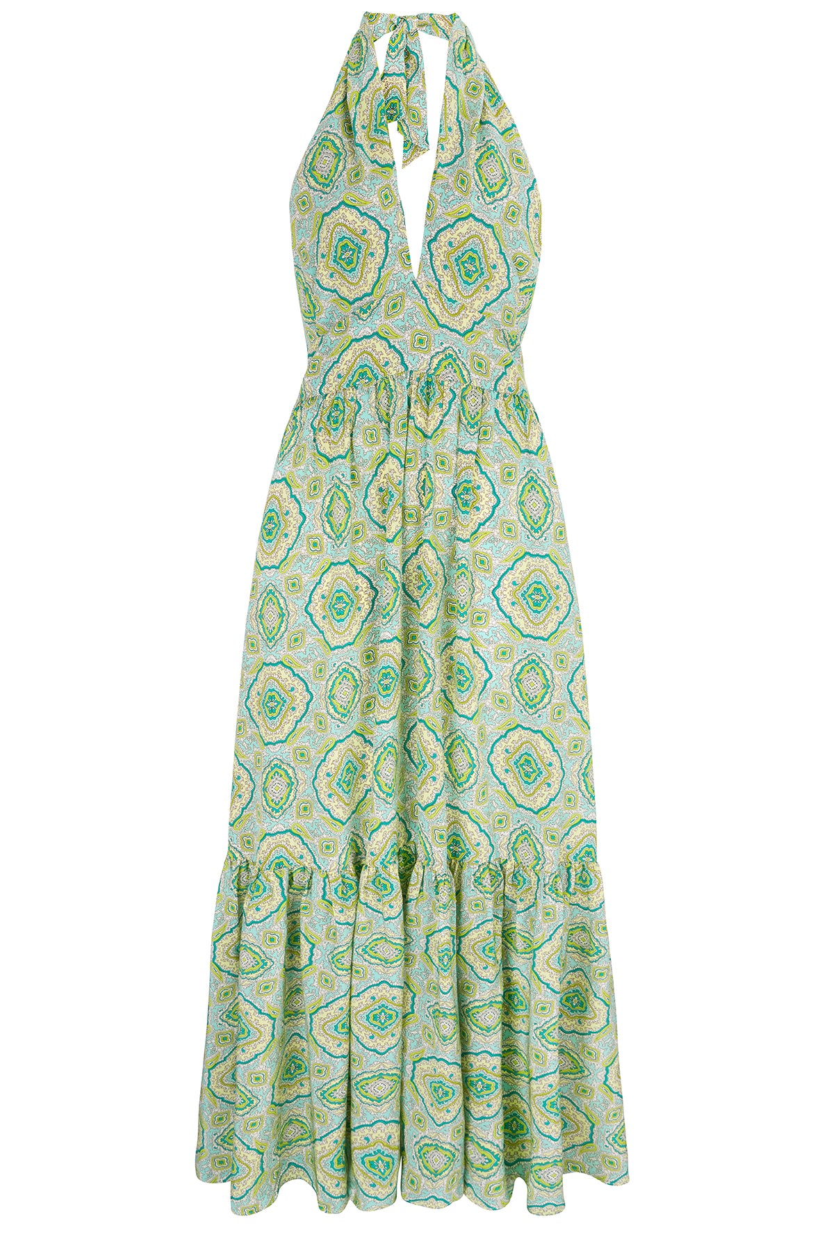 Hacienda Silk Halter Maxi Dress