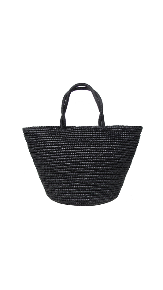 Sensi Studio Black Baby Woven Straw Tote