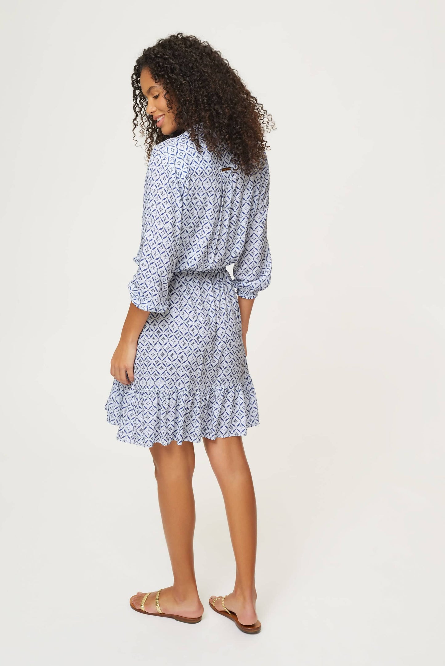 Capri Mini Ruffle Shirt Dress