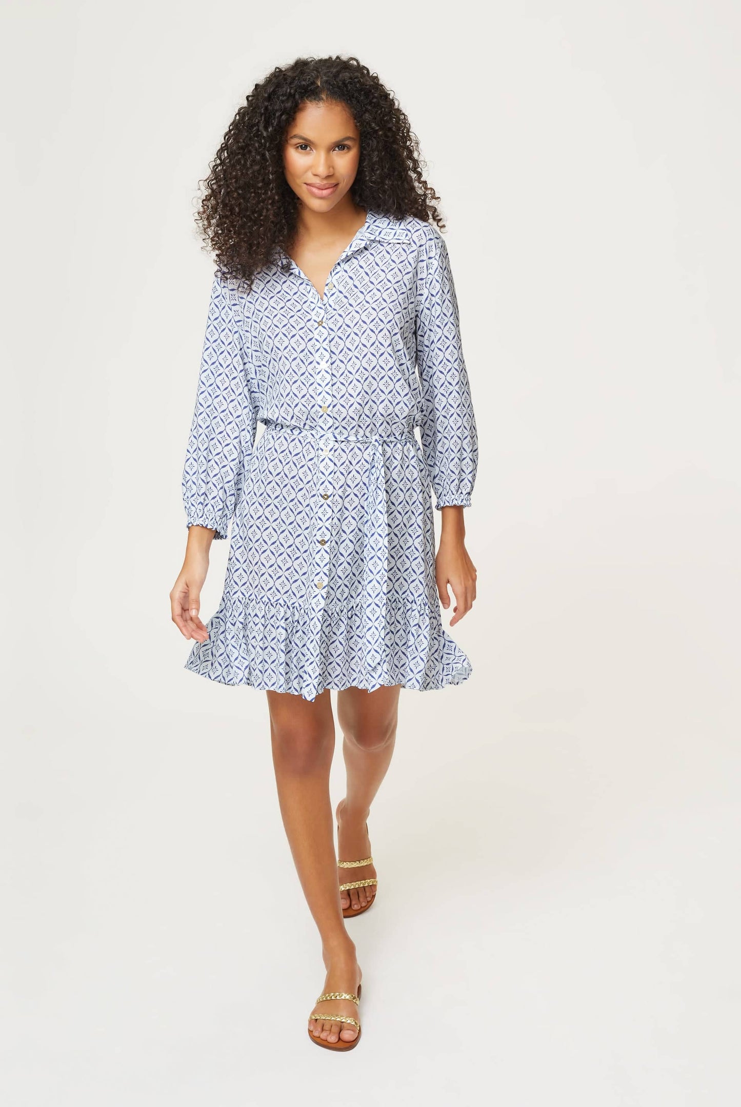 Capri Mini Ruffle Shirt Dress