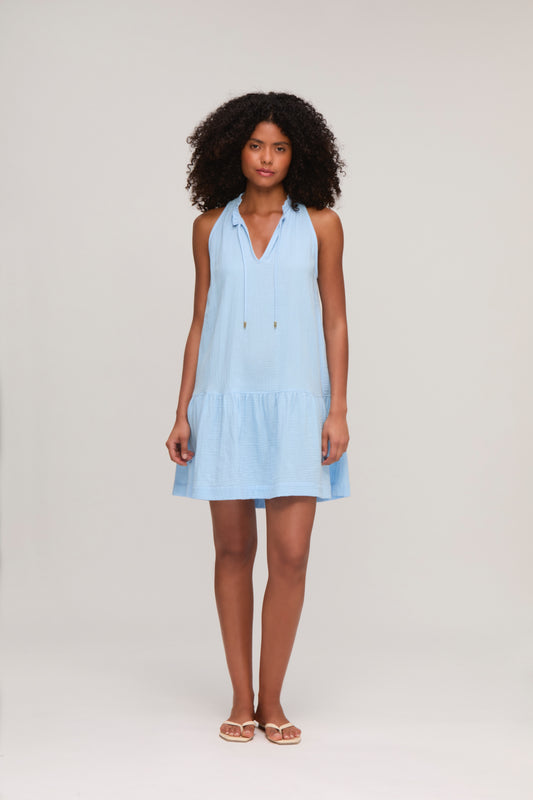 Blue Frill Mini Dress