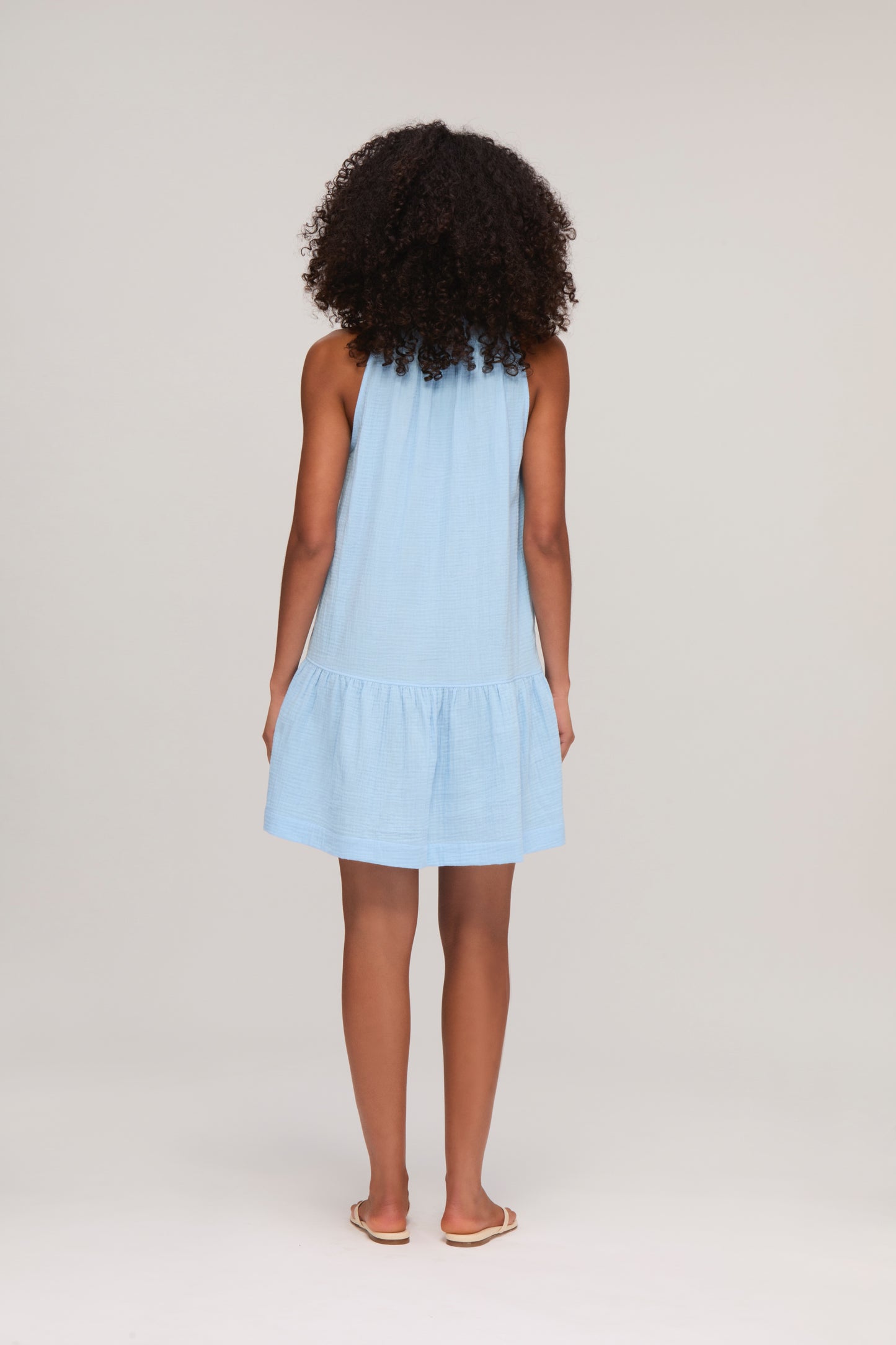 Blue Frill Mini Dress