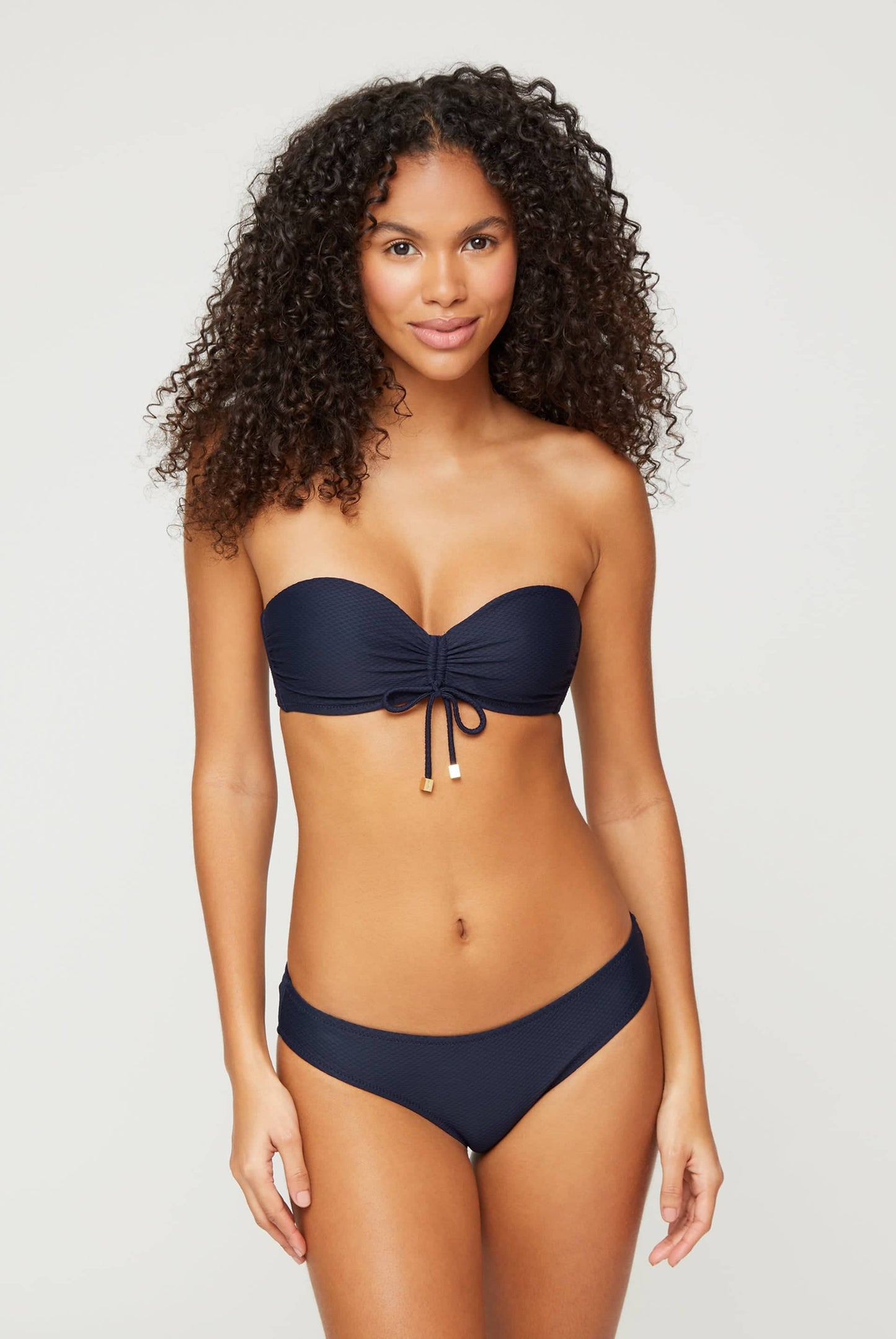 Navy Ruched Bandeau Top