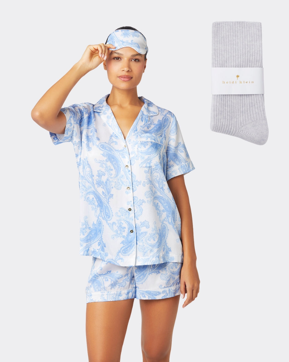 Blue Silk Nightwear Gift Set