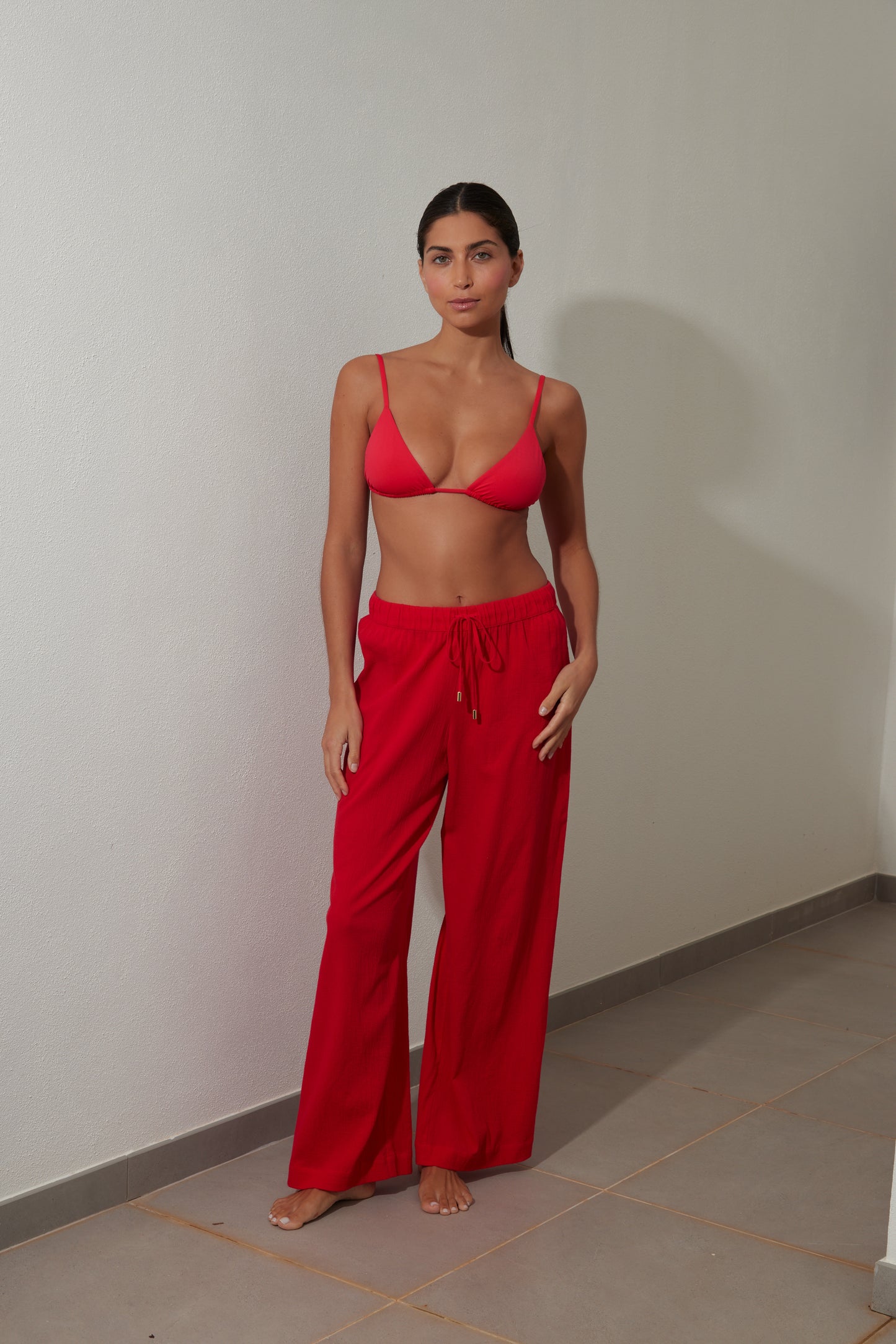 Watermelon Red Drawstring Trouser