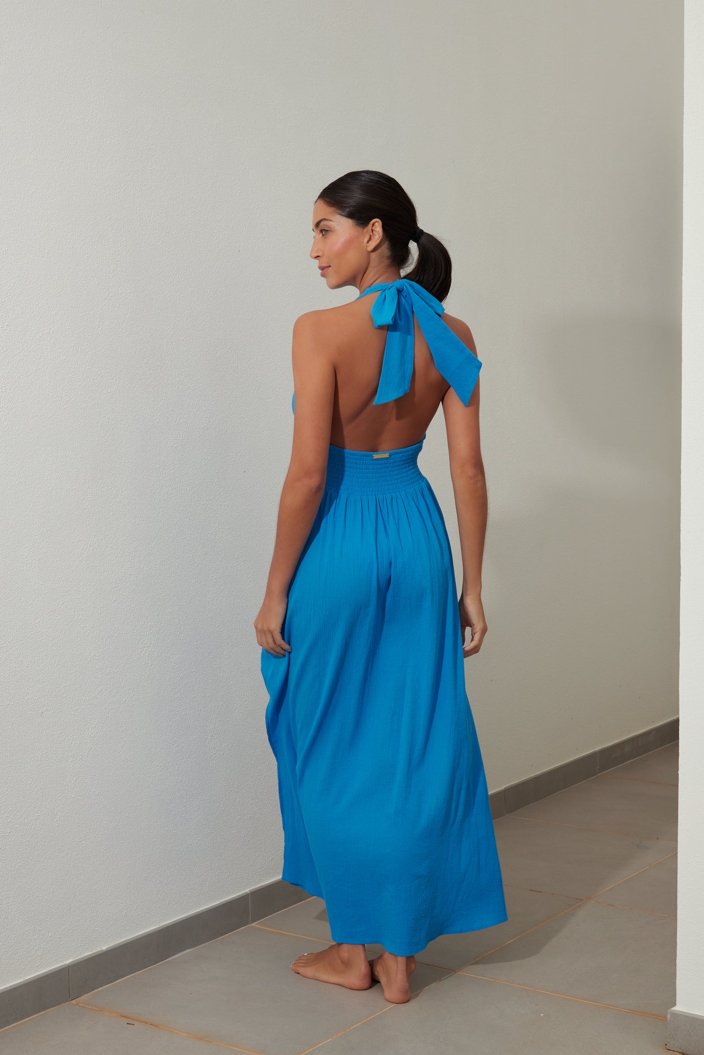 Azure Blue Halterneck Maxi Dress – Heidi Klein