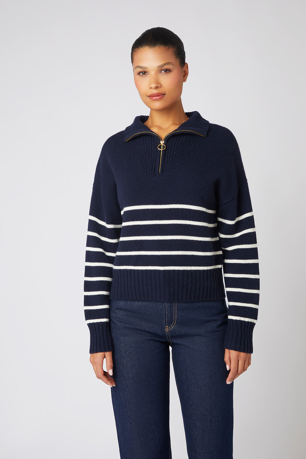 Navy and Cream Lake Tahoe Half Zip Jumper