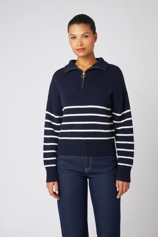 Navy and Cream Lake Tahoe Half Zip Jumper