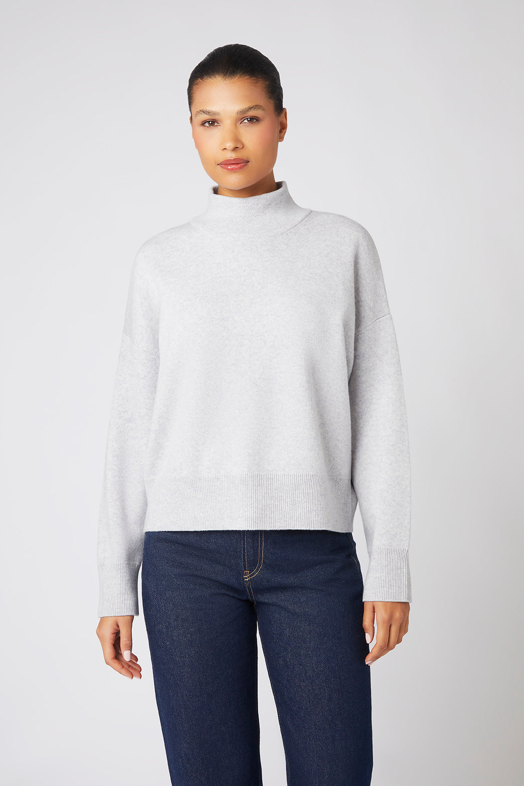 Grey Courchevel Milano Stitch Mock Neck Jumper