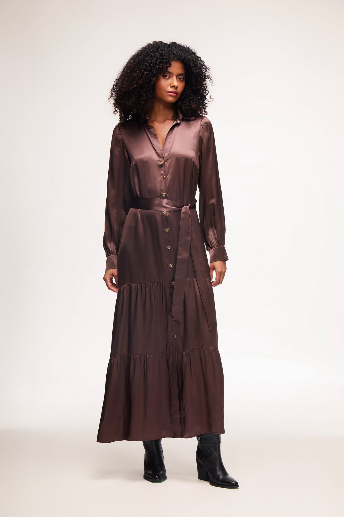 Legzira Silk Maxi Shirt Dress