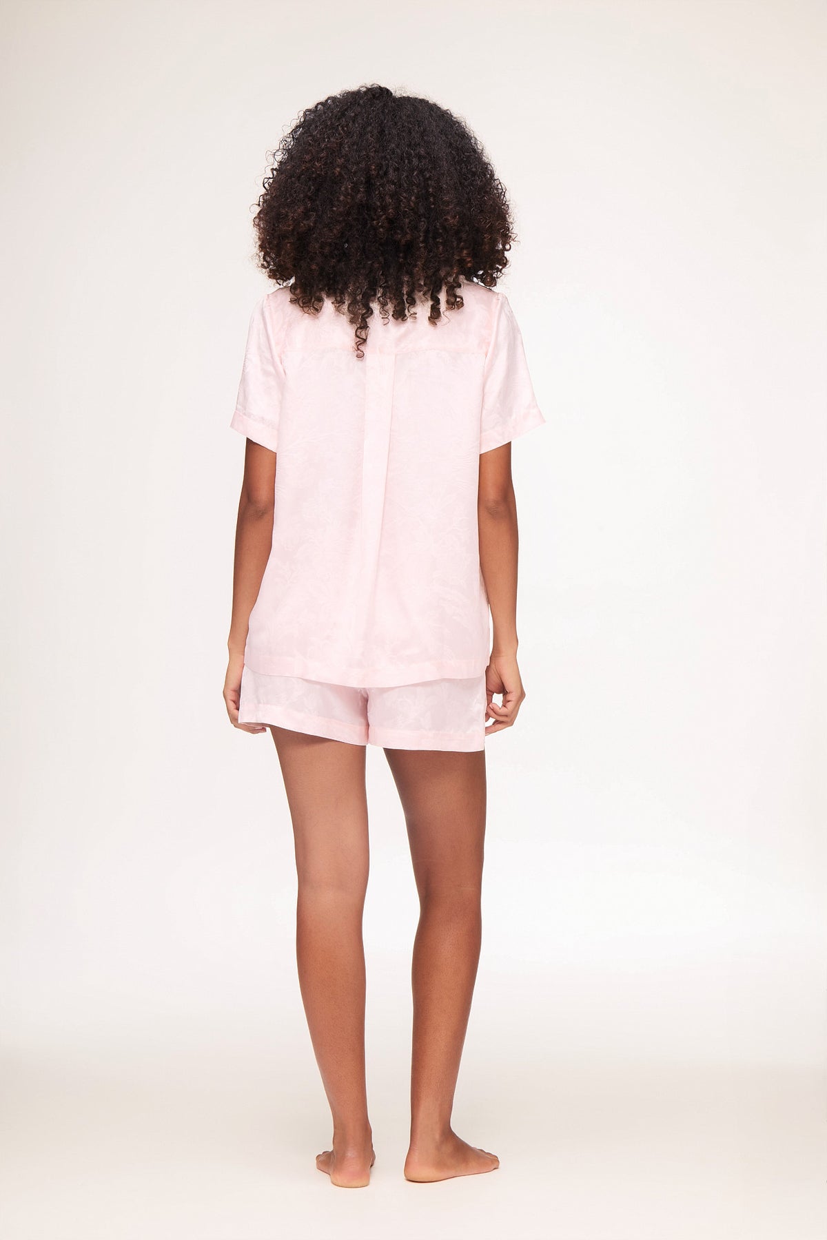 Lucca Pink Silk Jacquard Short Sleeve Shirt & Shorts