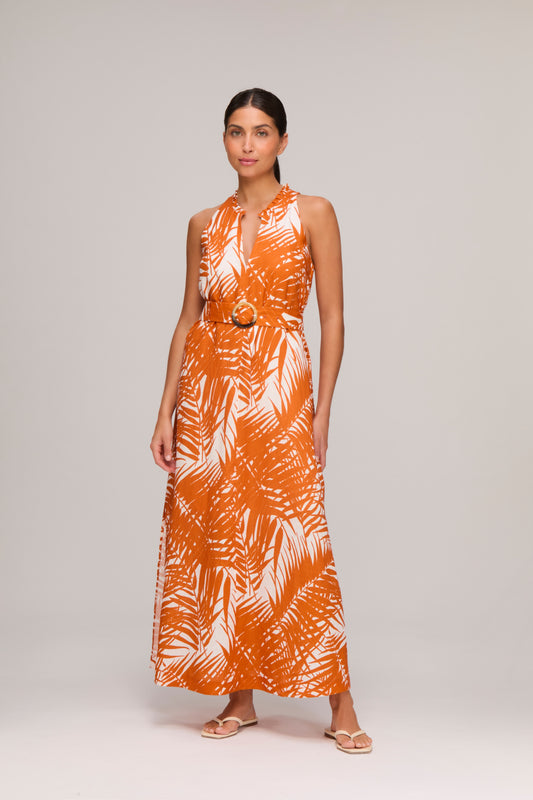 Marrakesh Palm Frill Midi Dress