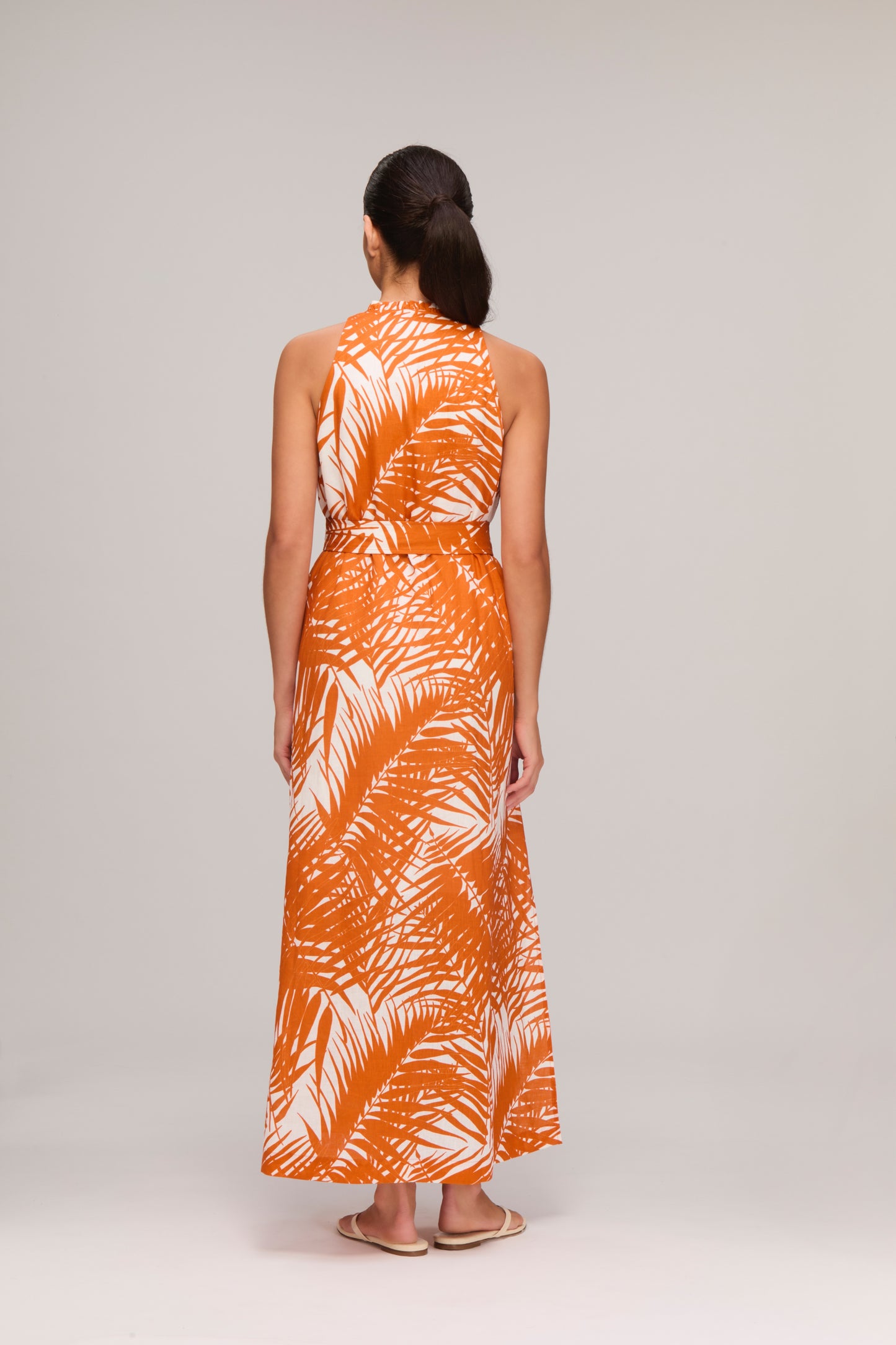 Marrakesh Palm Frill Midi Dress