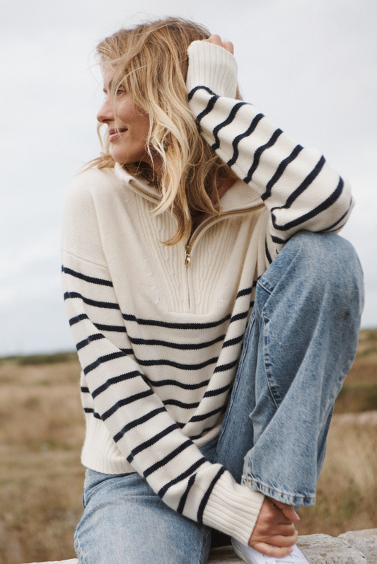 Nautical Stripe Lake Tahoe Half Zip Jumper