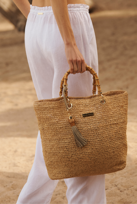 Savannah Bay Medium Raffia Tote Bag