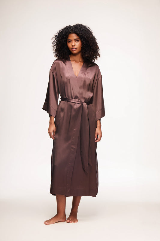 Naples Brown Silk Robe