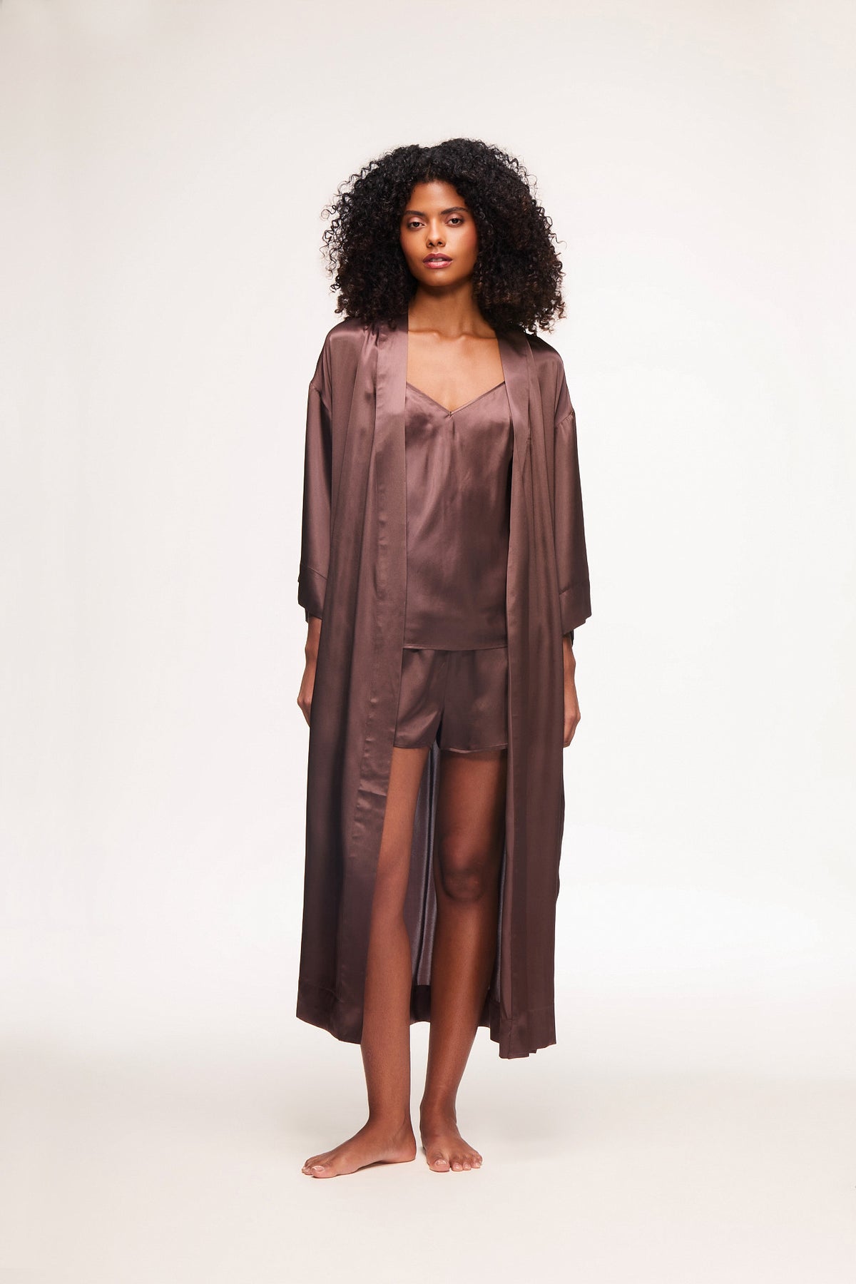 Naples Brown Silk Robe