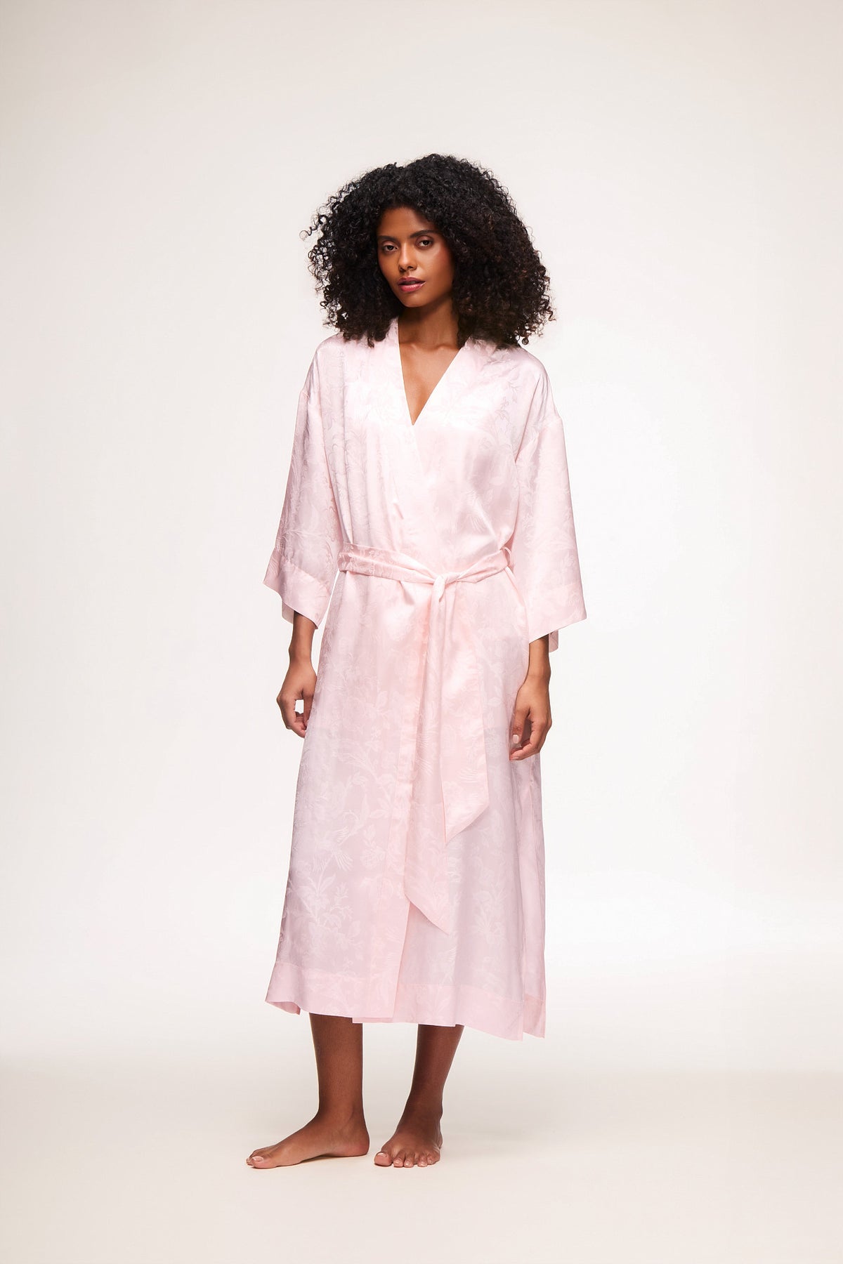 Naples Pink Silk Jacquard Robe