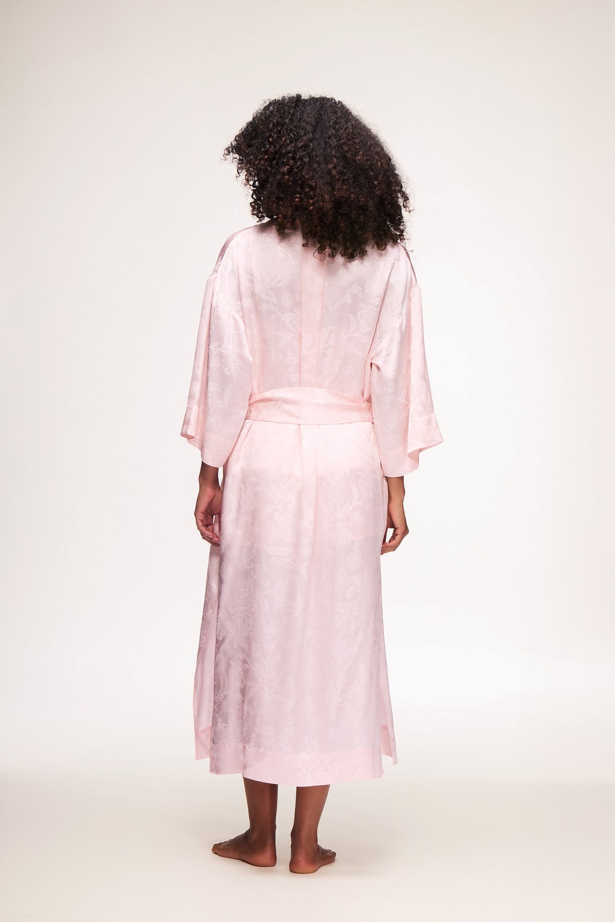 Naples Pink Silk Jacquard Robe