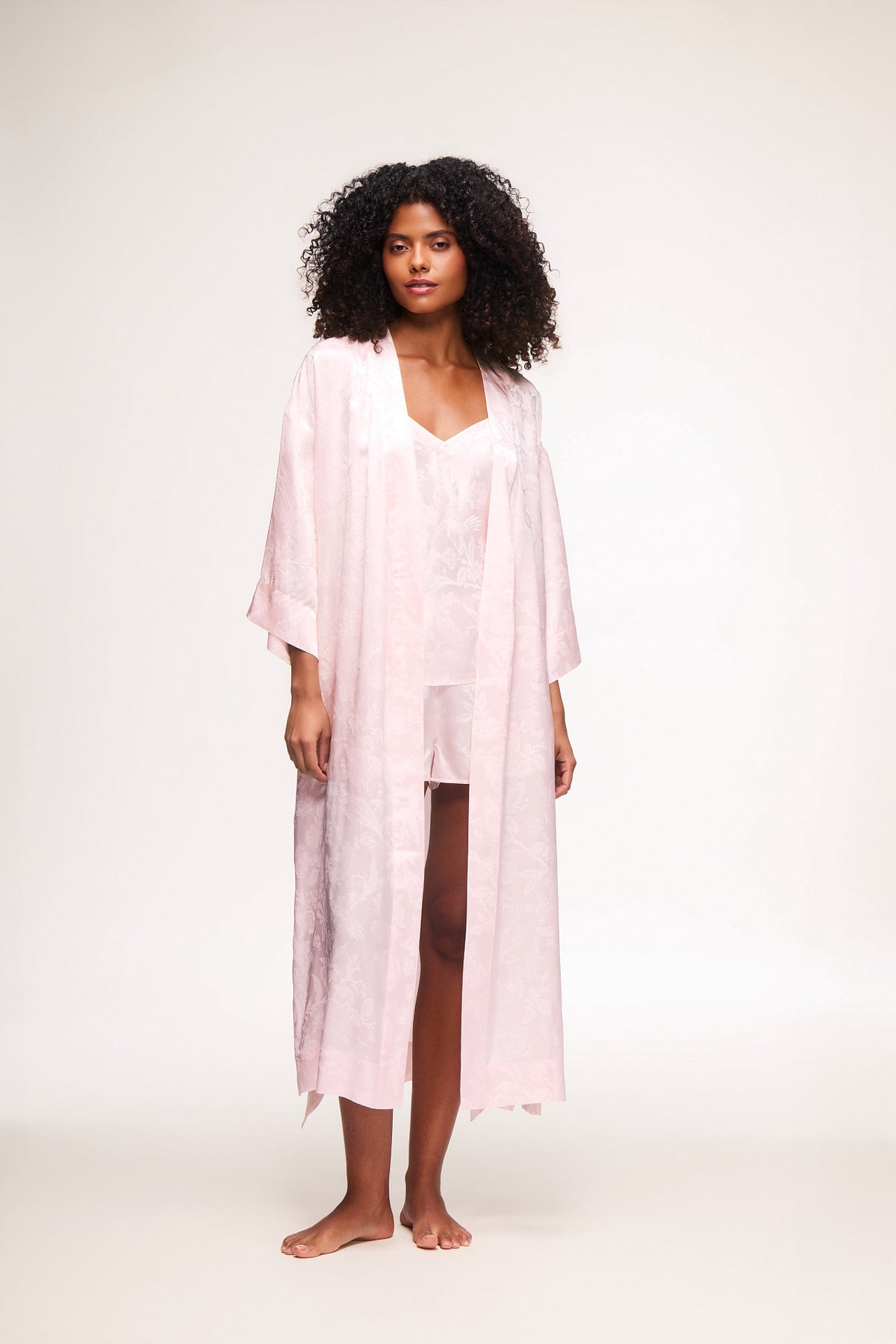 Naples Pink Silk Jacquard Robe