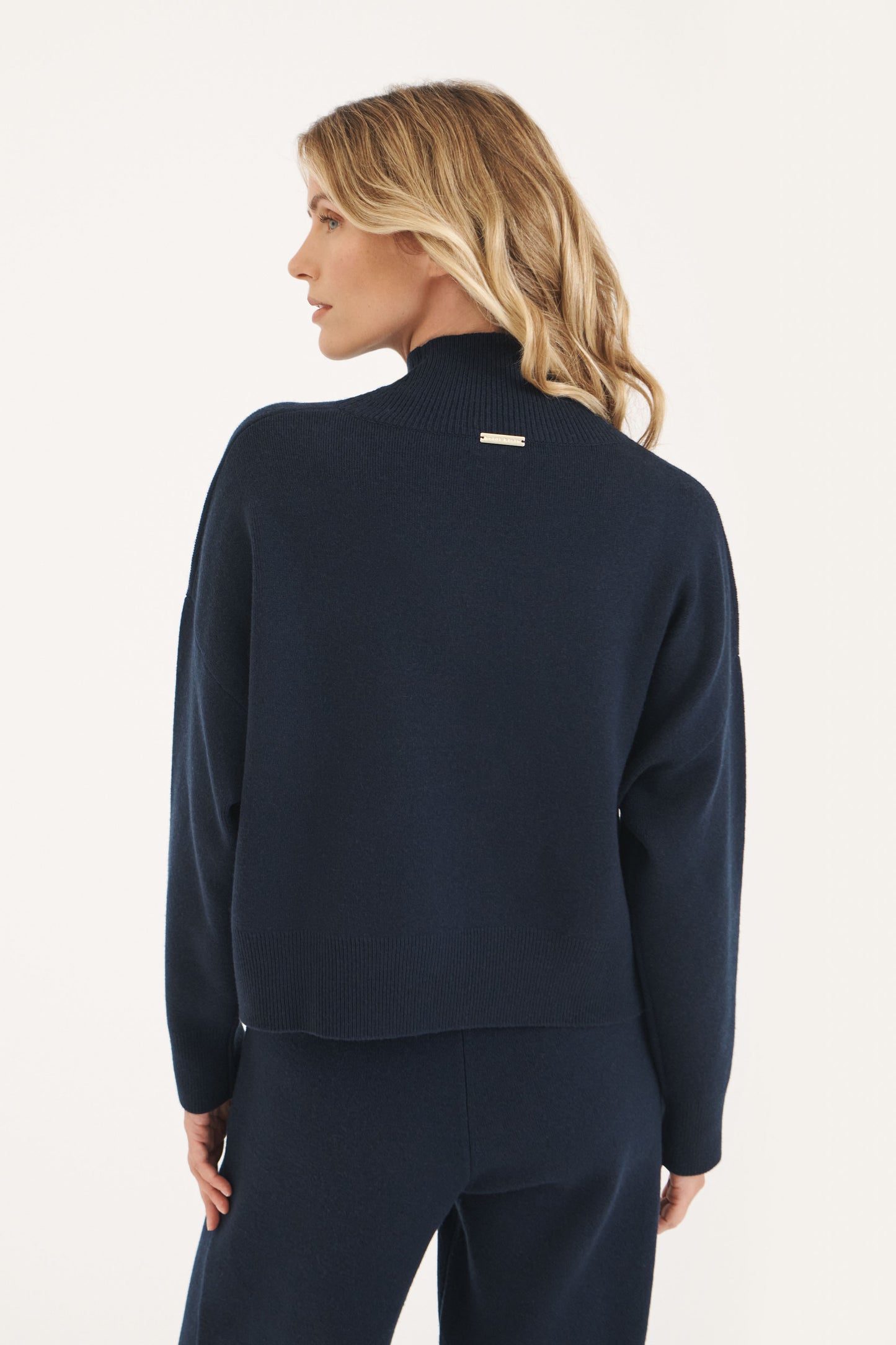 Navy Courchevel Milano Mock Neck