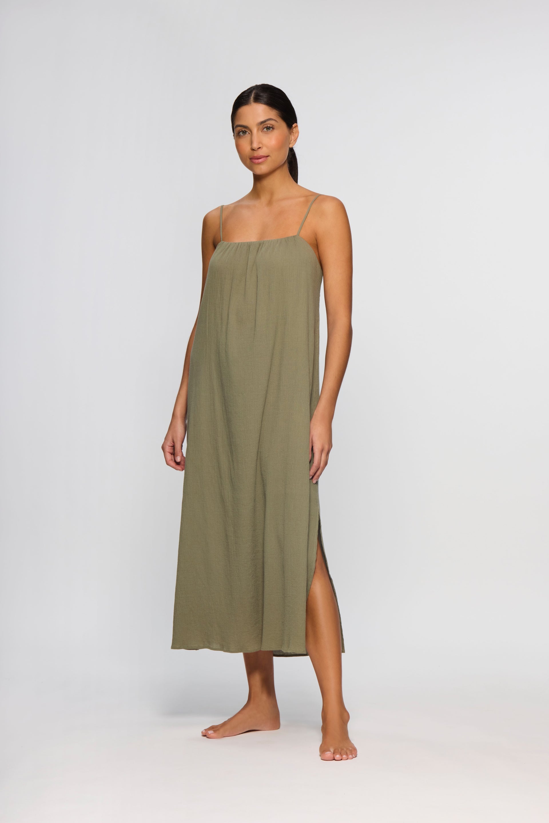 Olive Green Midi Dress – Heidi Klein