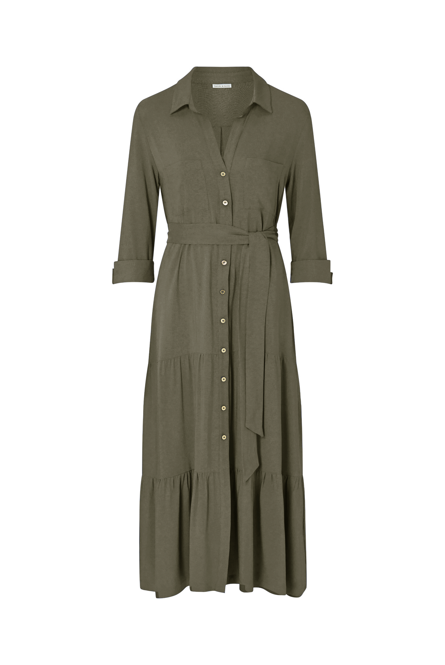 Olive Maxi Shirt Dress