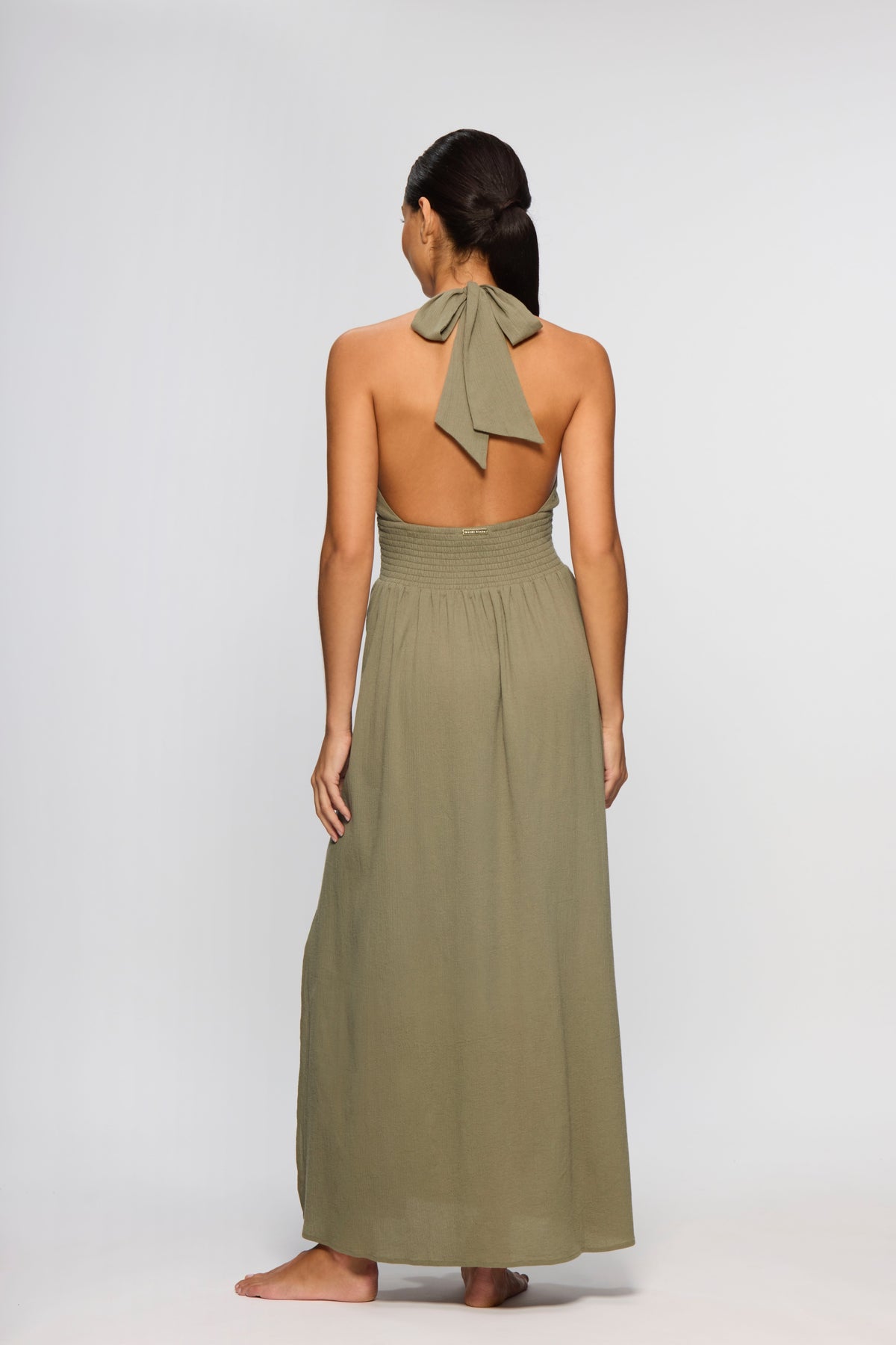 Olive Green Halterneck Maxi Dress