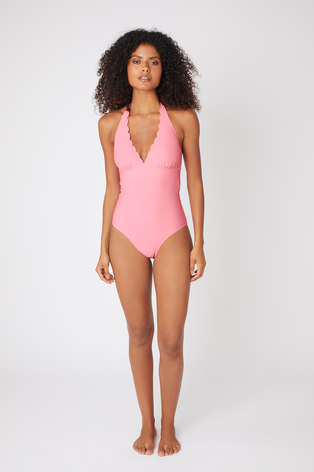 Pink Scallop Halterneck Swimsuit