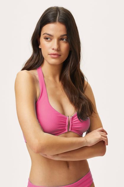 Heidi Klein - UK Store - Core Textured U-Bar Bikini Top in Pink