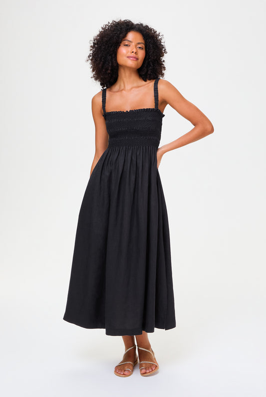 La Bocana Shirred Midi Dress