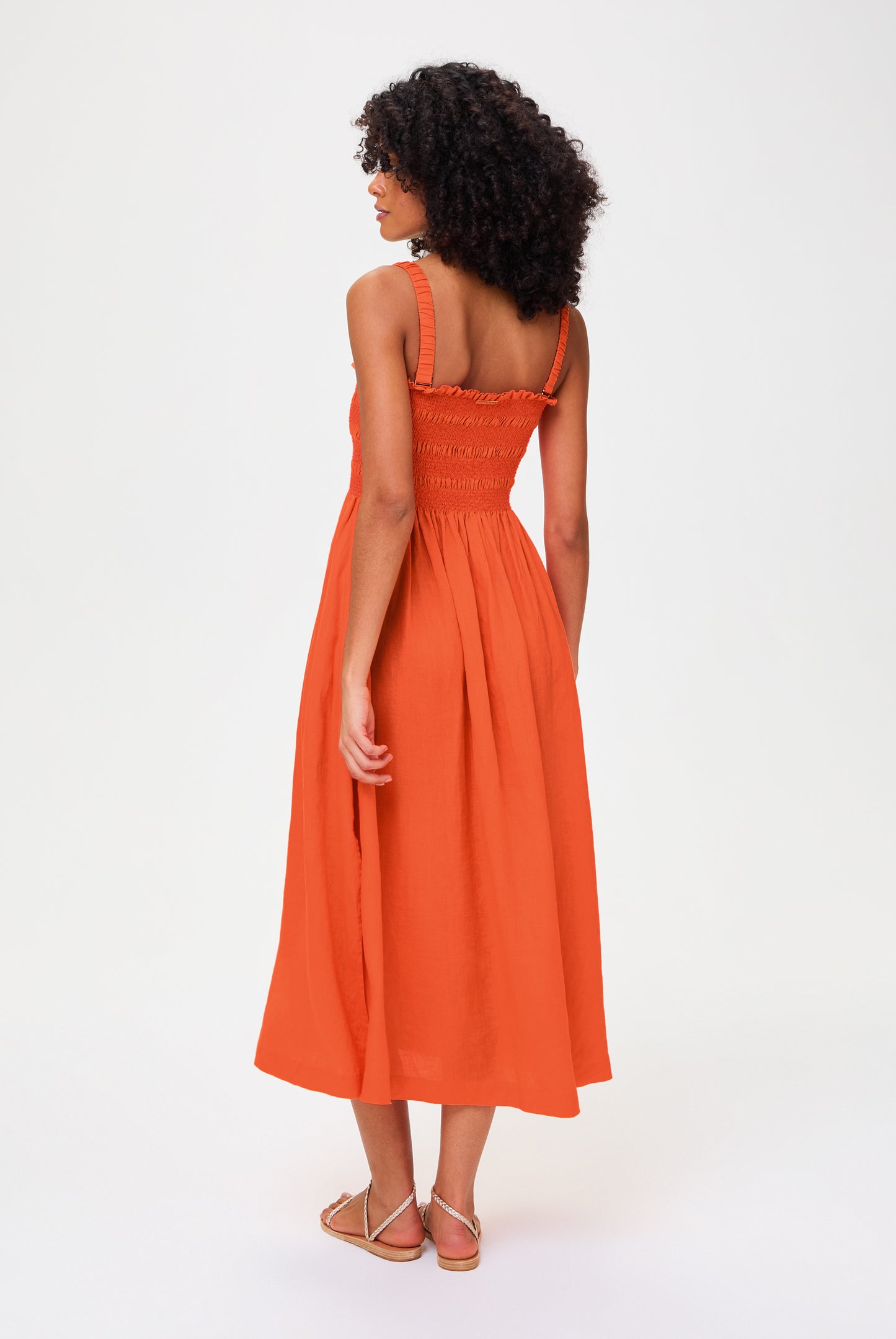 San Sebastian Shirred Midi Dress