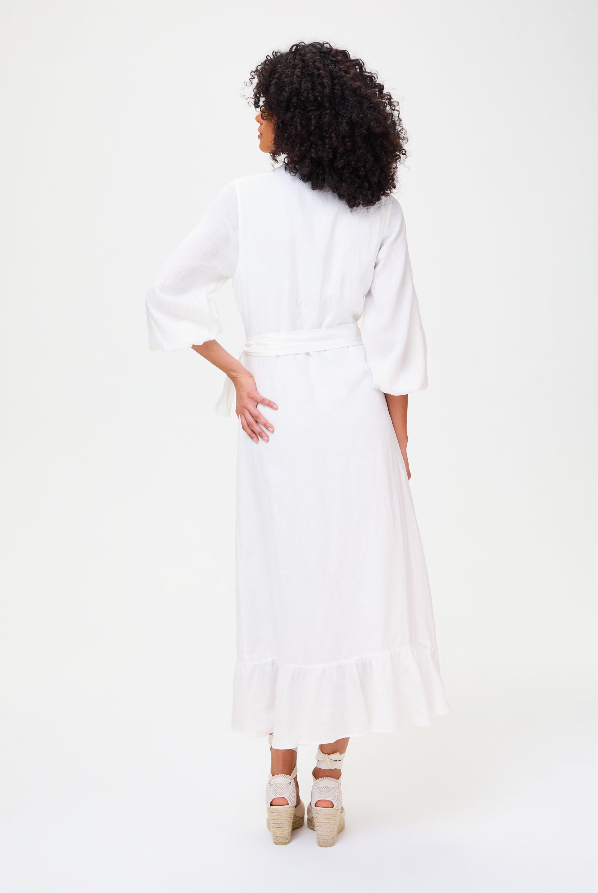 White Bay Long Sleeves Wrap Dress in Midi Heidi Klein